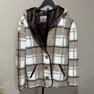 DIXXON Women's Teddy Jacket - Cream and Brown Plaid